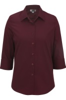 Ladies Easy Care Poplin Blouse with Soil Release - Wine 